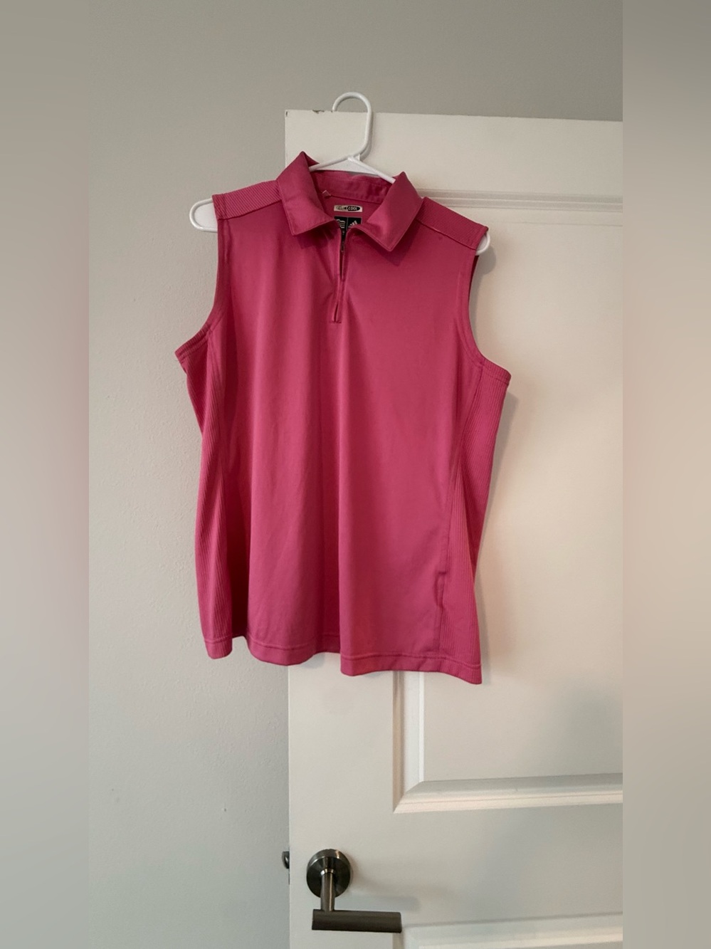 adidas Pink Sleeveless Zip Polo Top